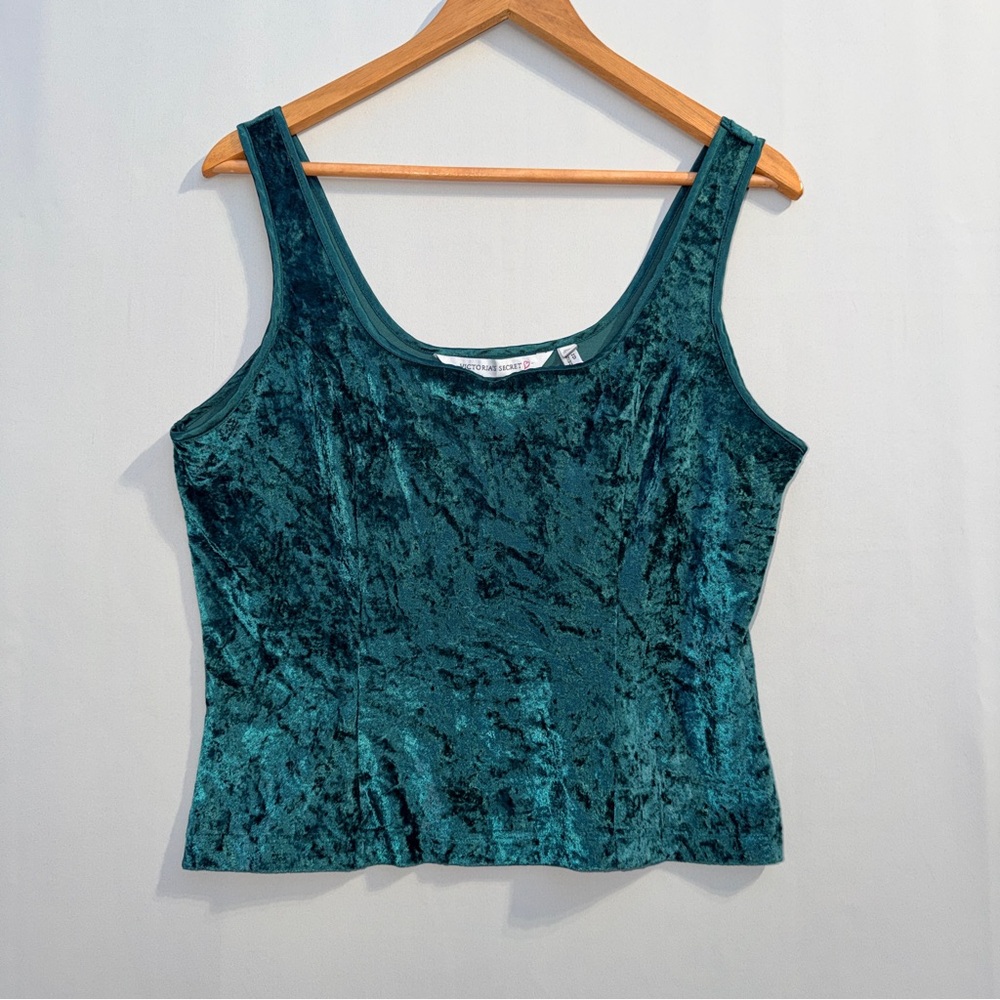 Victoria's Secret Emerald Velvet Tank L Vintage Y2K